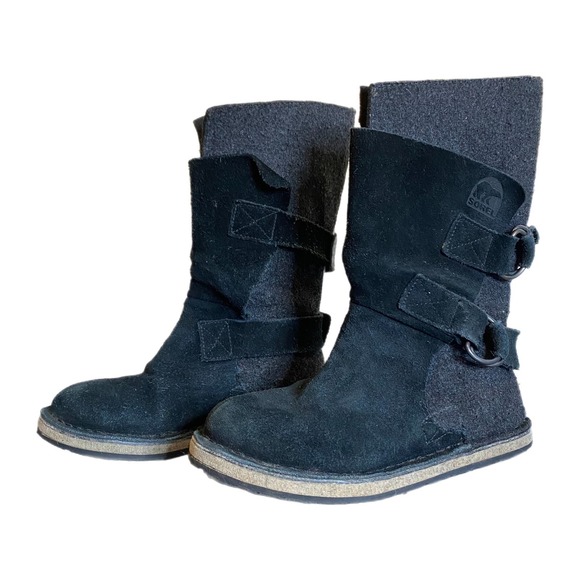 Sorel Other - SOREL Kids Chipahko Black Gray Felt Suede Boots Size 1